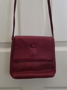Compact Burgundy Leather Crossbody with Embossed G